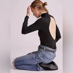 Anthropologie shimmer metallic mock neck bodysuit